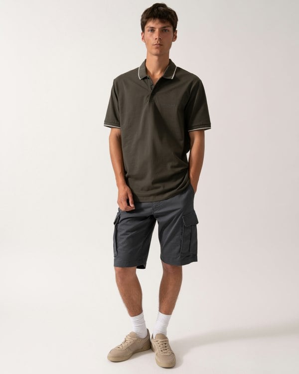 Armani Exchange Mens Regular Fit Mercerised Cotton Polo Shirt - Black Ink U8120