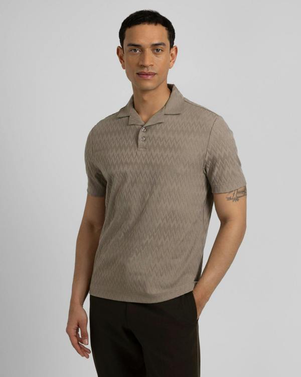 Steel & Jelly Beckton - Zigzag Textured Polo Shirt