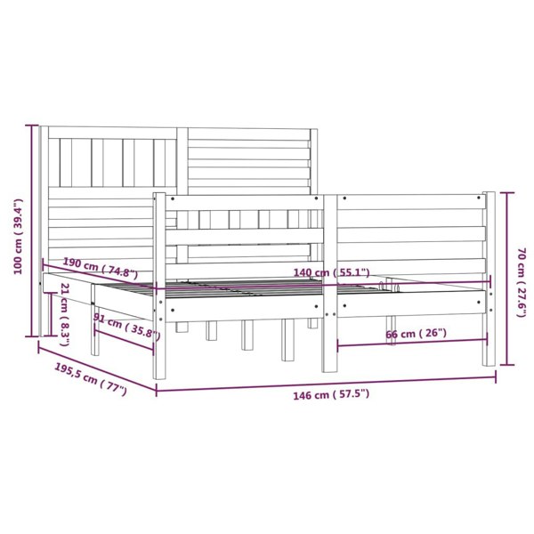 Berkfield Bed Frame Solid Wood 140x190 cm