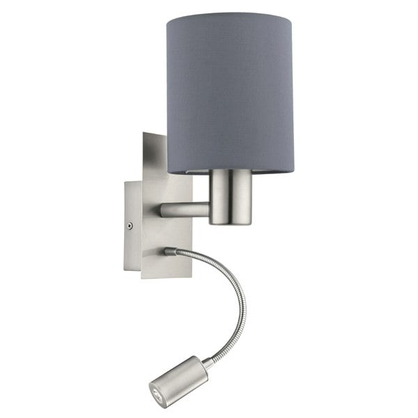 EGLO Pasteri Steel And Fabric Wall / Reading Light