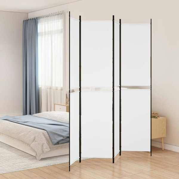 Berkfield 4-Panel Room Divider White 200x220 cm Fabric
