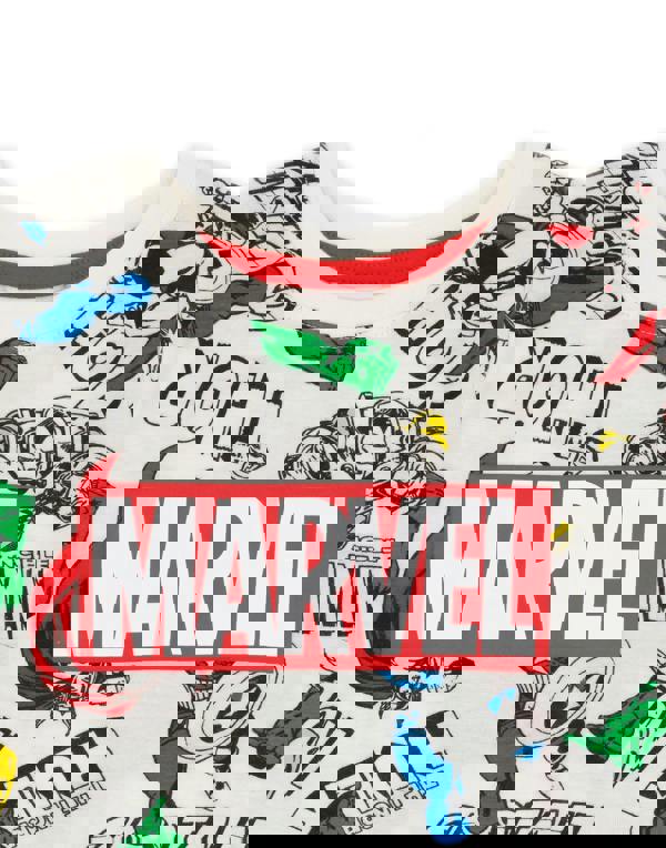 Marvel Boys White Scattered Print & Marvel Print on Top Short Sleeve Short Leg Pyjama Set