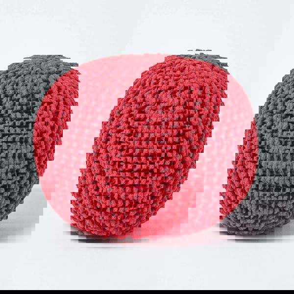 HOMESCAPES Round Cotton Knitted Pouffe Footstool Bean Filled Hand Knitted
