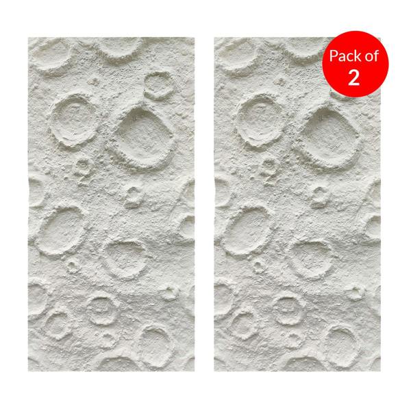 ENER-J Moon Crater PU Wall Panel, White Textured Finish Size: 1200 x 600 x 60 mm (Pack of 2)