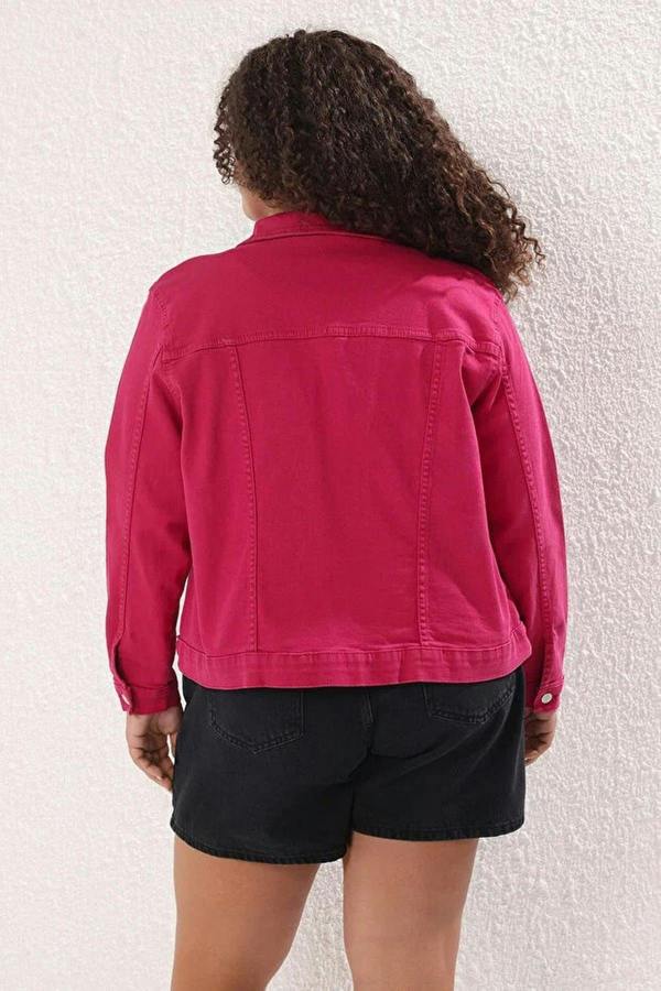 WOVCOR Stretch Crop Plus Size Denim Jacket