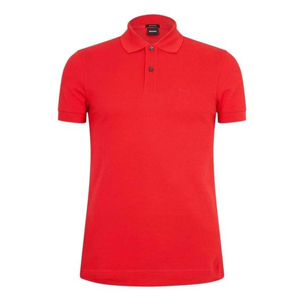 Boss Mens Firenze Cotton Polo Shirt - Bright Red - 