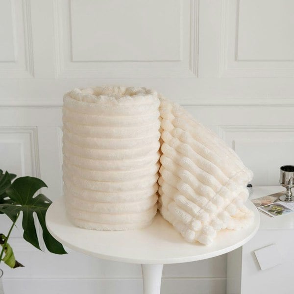 HomeSpace Direct Chunky Cord Ivory Blanket/Throw