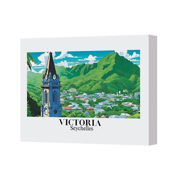 Benjamin Tate Design Victoria Seychelles Clock Tower Canvas Wall Art Landscape