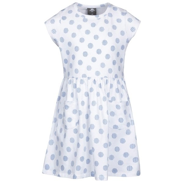 Trespass Girls Happiness Spotted Casual Dress - White/Blue