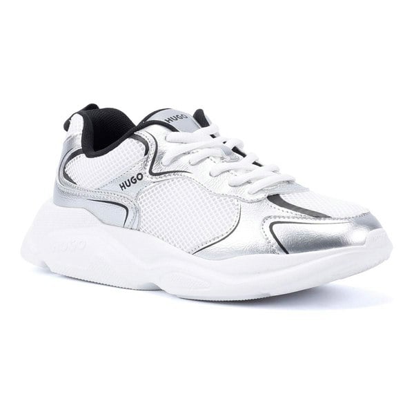 Hugo Women's LEON Tennis Trainers - Silver/White