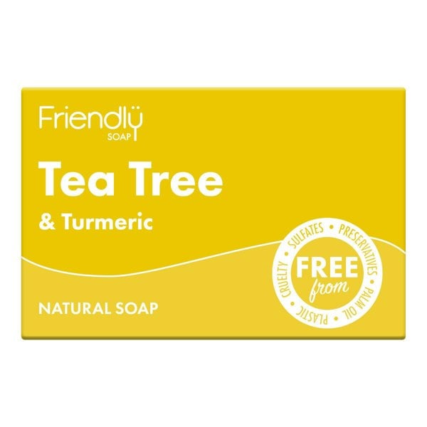 Friendly soap - tea tree and turmeric natural soap bar packaging front