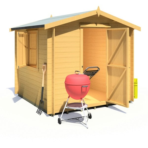 Shire Camelot 8x8 Log Cabin 19mm interlock Cladding with security window