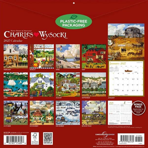 Wysocki Americana Calendar 2027, Wall Calendars, Month To View, Art, Gift