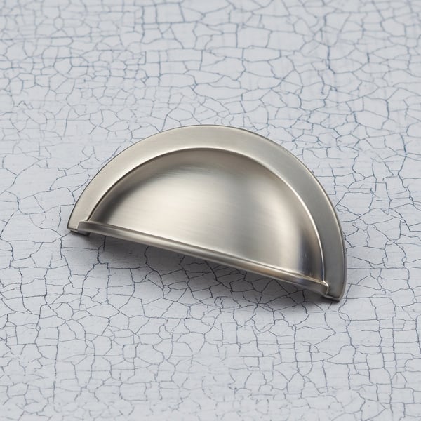 Handle & Home Brushed Nickel Cup Handle & Coordinating Round Knobs
