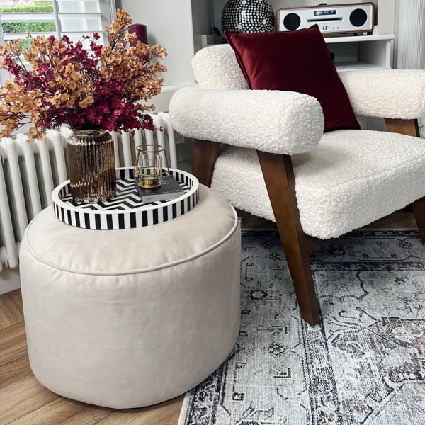 rucomfy Velvet Pouffe - Indoor Bean Bag Footstool