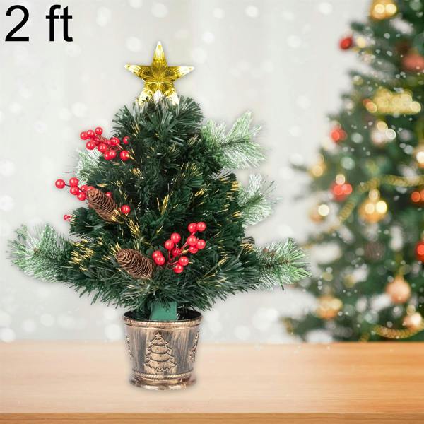 2ft to 6ft Fibre Optic Christmas Tree with Star Topper, Pre-Lit Green Artificial Display image 4