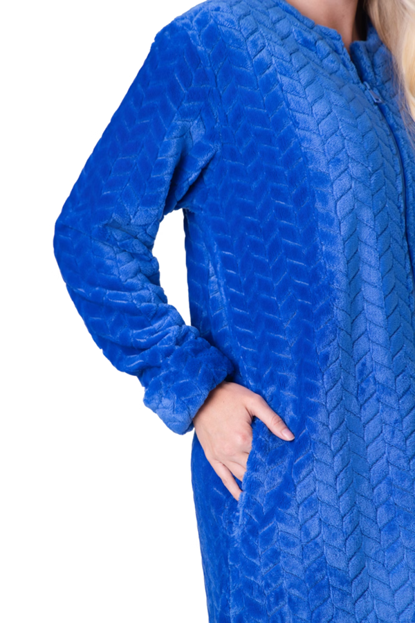 Camille Supersoft Zip Front Embossed Housecoat