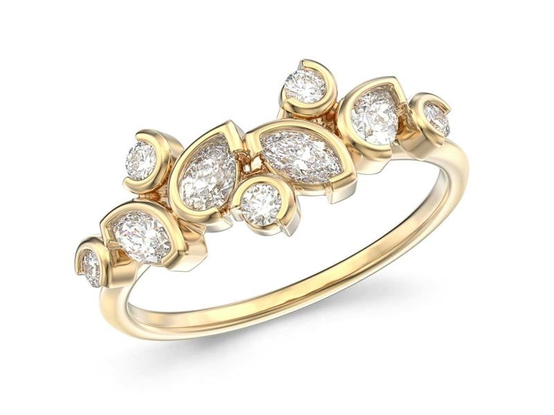Sarah Layton Mixed Stone Ring, 0.48ct Laboratory Grown Diamonds - 9ct Yellow Gold - A16.00040.9YLCM