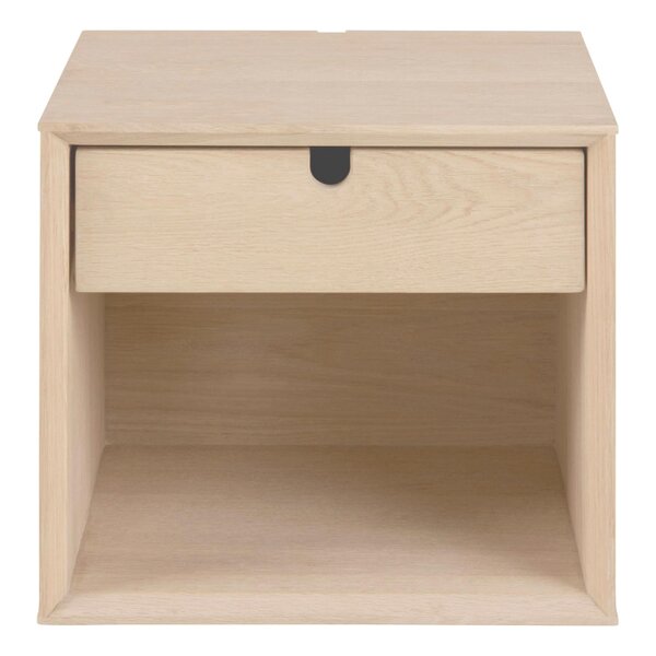 Wyld Haus Italy White Oak Wood 1 Drawer Wall Mounted Bedside Table