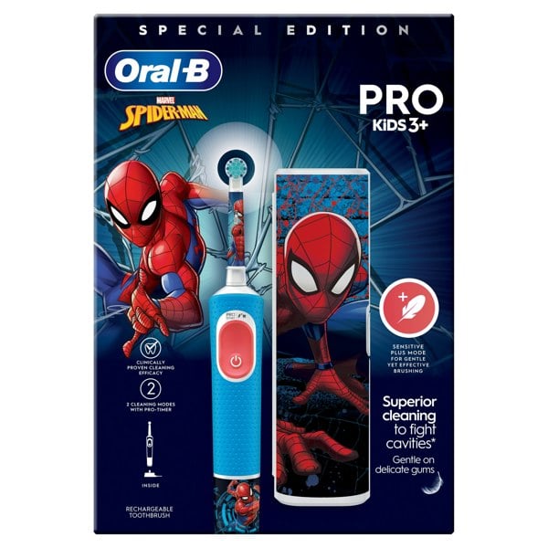 Oral-B Pro Kids Spider-Man Electric Toothbrush Designed By Braun - Blue