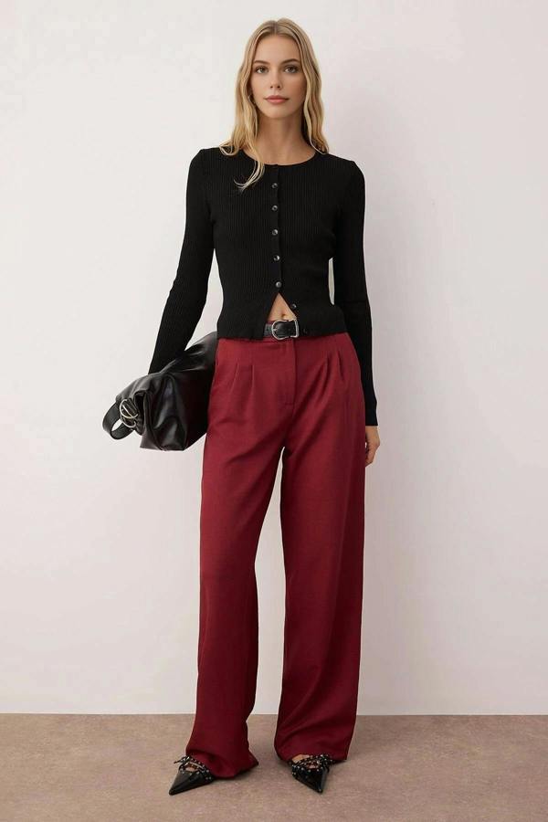 WOVCOR Wide Leg Pleated Trousers