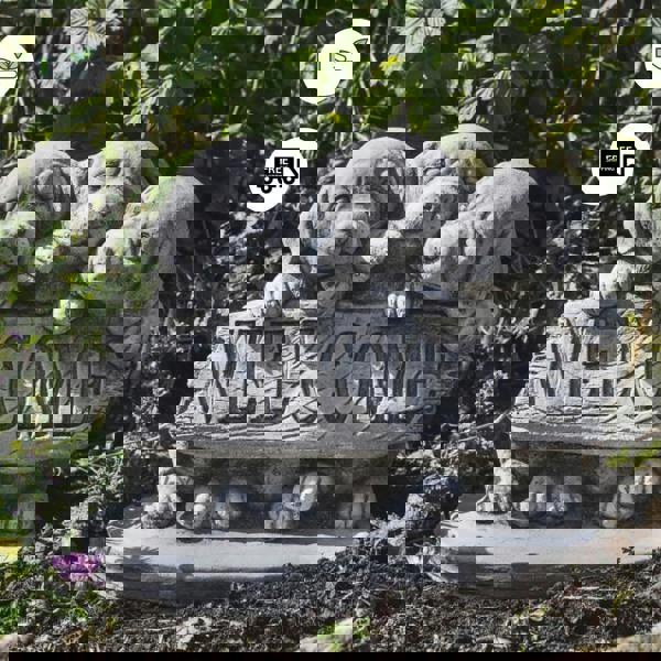 Welcome Dogs Stone Cast Garden Ornament