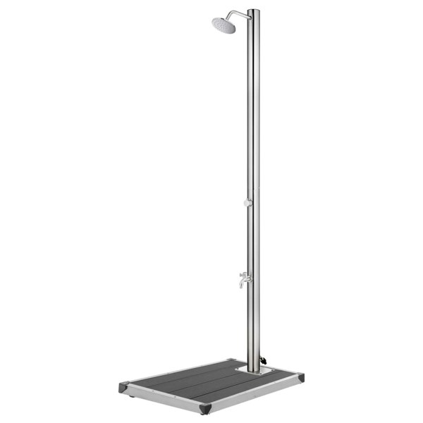 Berkfield Garden Shower with Grey Base 220 cm Stainless Steel