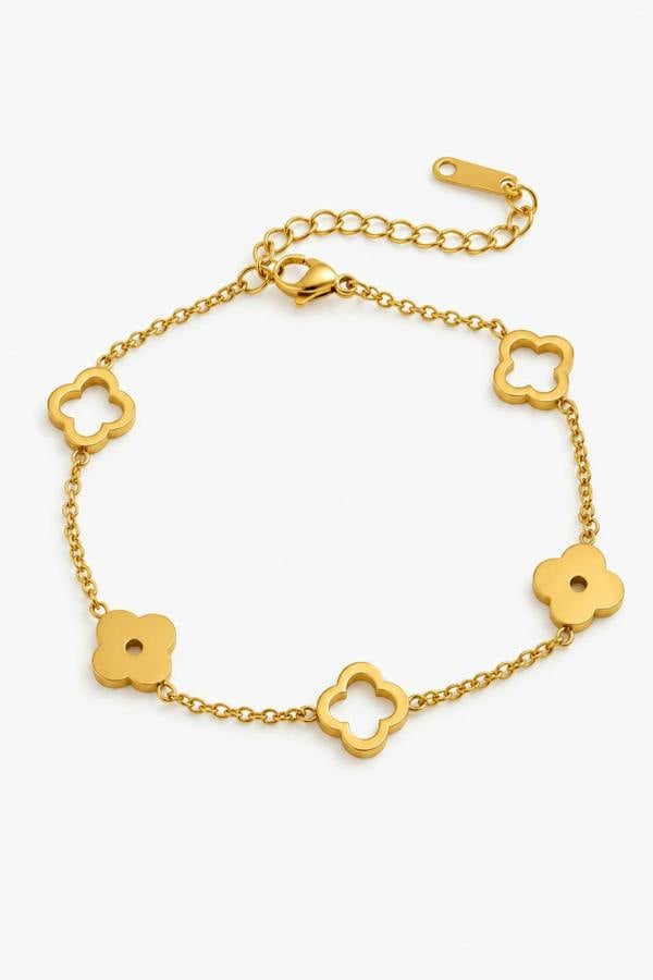 18k Gold Plated Clover Pendant Bracelet