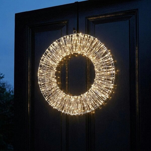Garden Greatness Silver Twinkling White LED Door Wreath