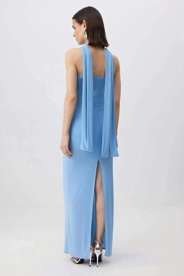 Fular Neck Tie Detail Maxi Dress