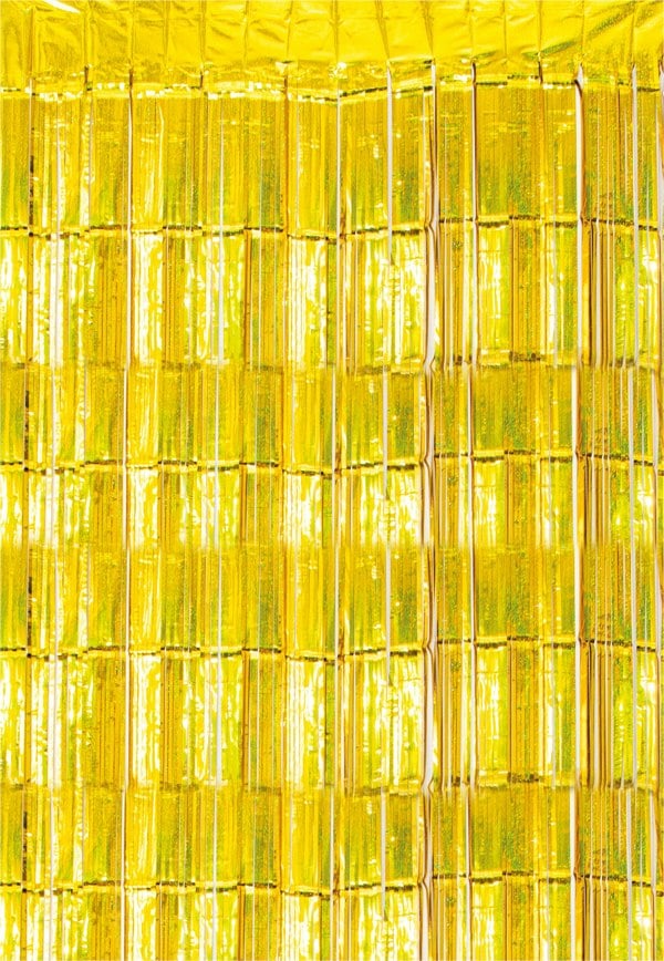 Cheetah Shimmer Tinsel Curtain, 3M x 1M Gold