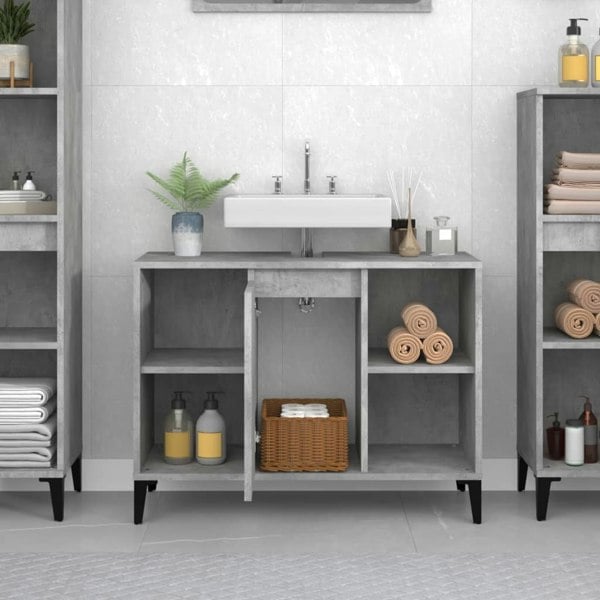 Berkfield Sink Cabinet Concrete Grey 80x33x60 cm Engineered Wood