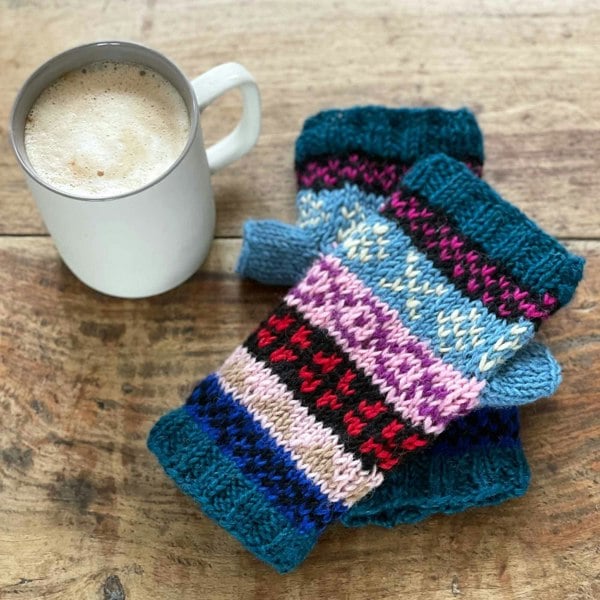 Paper High Woollen Fairisle Handwarmer Gloves