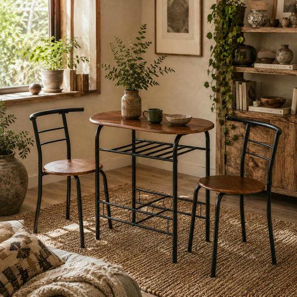 Wyld Haus Vidiba Wooden Natural 3 Piece Compact Dining Set