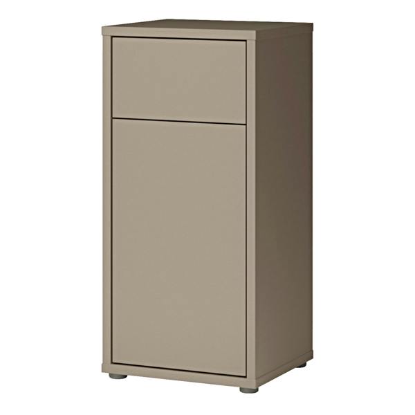 Furniture To Go Alice Springs Low Bathroom Storage Cabinet with 1 Door Push-to-Open & 1 Drawer Push-to-Open in Taupe