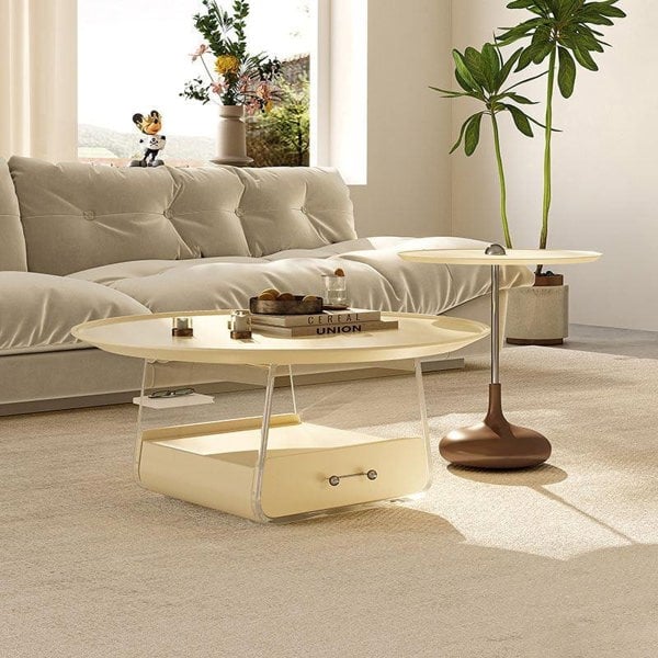 Meral Stylish Coffee Table Set, Stainless Steel-Weilai Concept-White Top-Weilai Concept