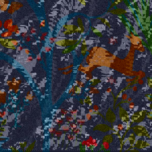 Joules Enchanted Woodland Wallpaper - Navy - 10m