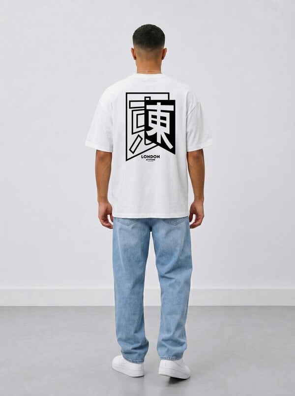 London Attitude Japanese Inspired Oversized Heavyweight Cotton White T-Shirt