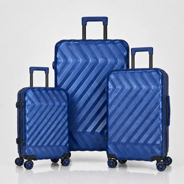 Gr8 Home 3 Piece Hard Shell Luggage Suitcase Set Cabin Medium Large TSA Lock Blue