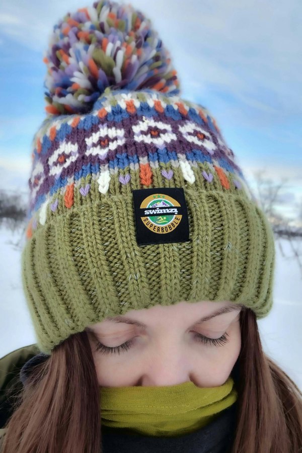 SuperBobble Swimzi Tundra Fairisle Knit Hat - Green