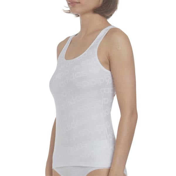 Adidas Womens/Ladies All Over Logo Cotton Vest Top - White - 