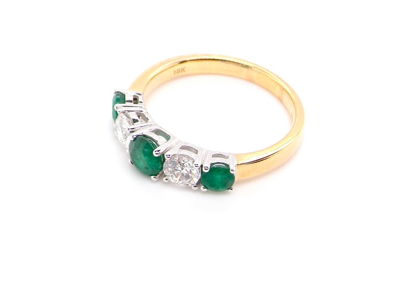 Vintage Tom A five stone half hoop emerald and diamond ring