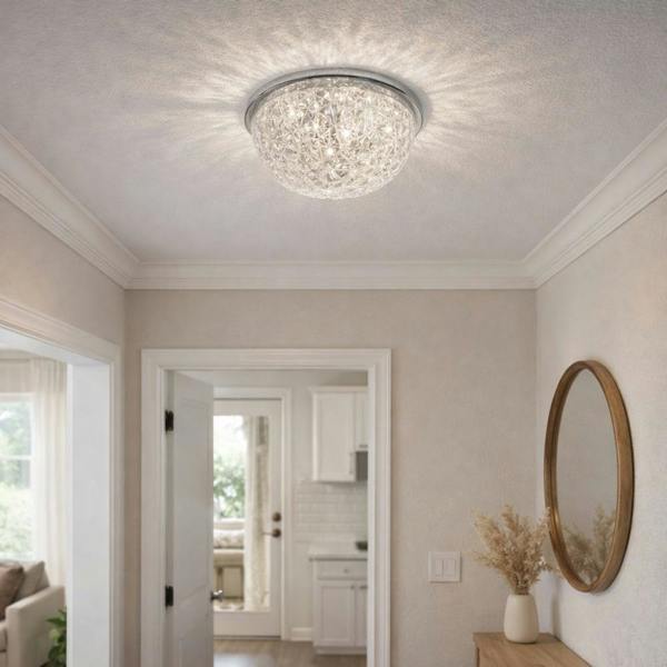 Pagazzi Lighting Donte Polished Chrome & Acrylic LED Small Flush Ceiling Light