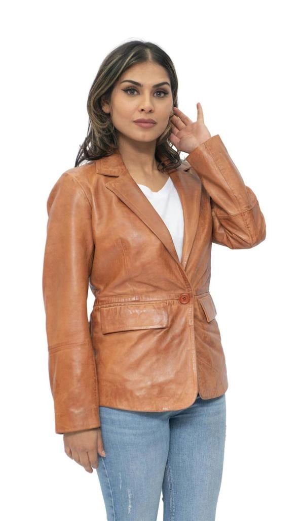Infinity Leather Womens Soft Leather Blazer Jacket-Apeldoorn