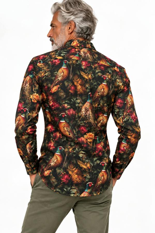 Claudio Lugli Pheasant & Rose Print Shirt - Multicolour