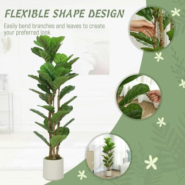 120cm Artificial Fiddle Leaf Fig Tree - Green