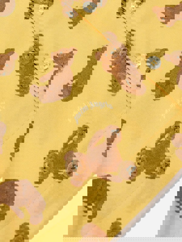 Palm Angels Boys AOP PA Bears Bowling Shirt in Yellow