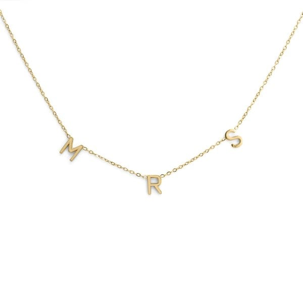 Say It With Personalised Mrs Necklace - Yellow Gold Plated