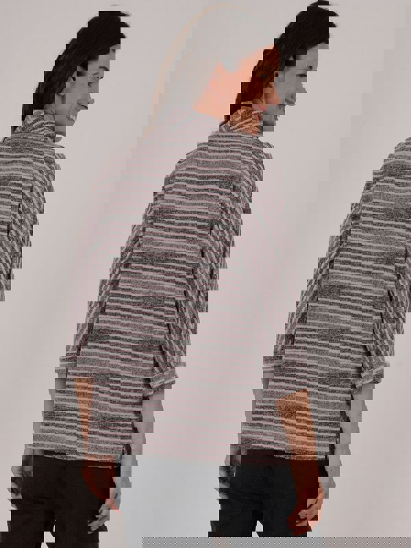 TIGI-Wear Stripe Panel Cut Cowl Neck Top