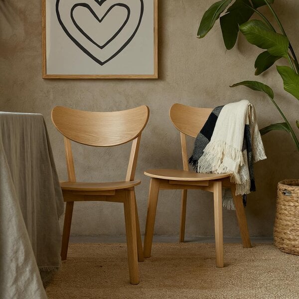 Wyld Haus Set of 2 Saffron Natural Oak Effect Dining Chairs